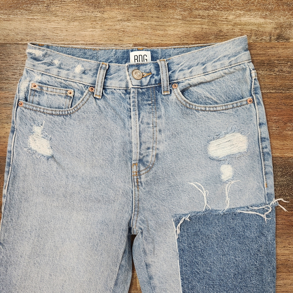 BDG Two-Tone Patch High Waist Distressed Ankle Jeans Size 28 - Picture 4 of 8